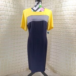 NWT Studio II Size 16 Blue/White/Yellow Dress